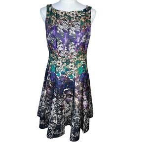 CB Established Floral Dress Sleeveless Knee Length A Line Cocktail Size 6